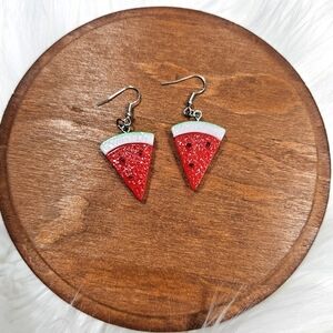 NIP Cute Acrylic Watermelon Slice Dangle Earrings